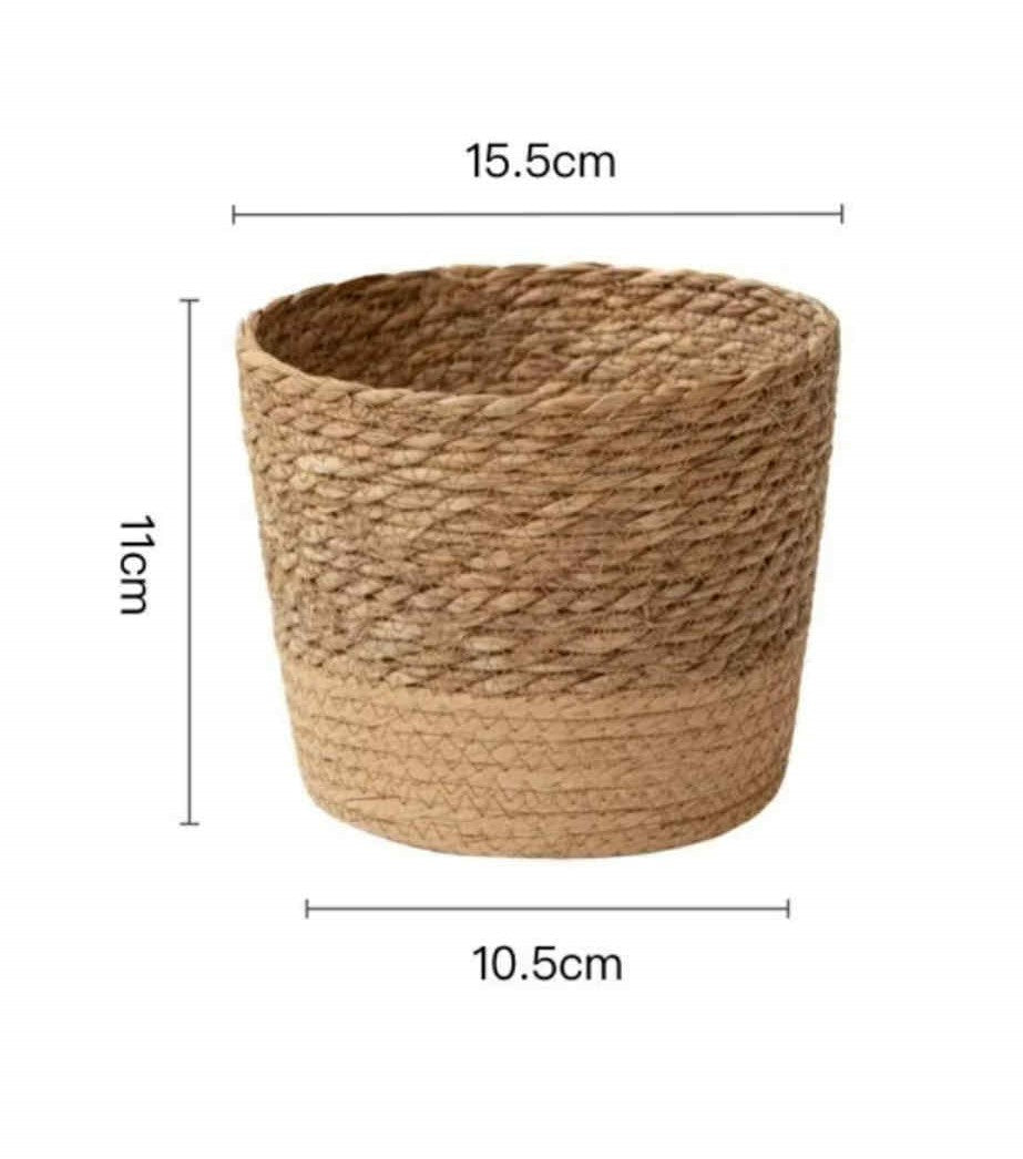 Handmade Round Rattan Planter Basket | Woven Flower Pot Cover for Indoor & Outdoor Decor