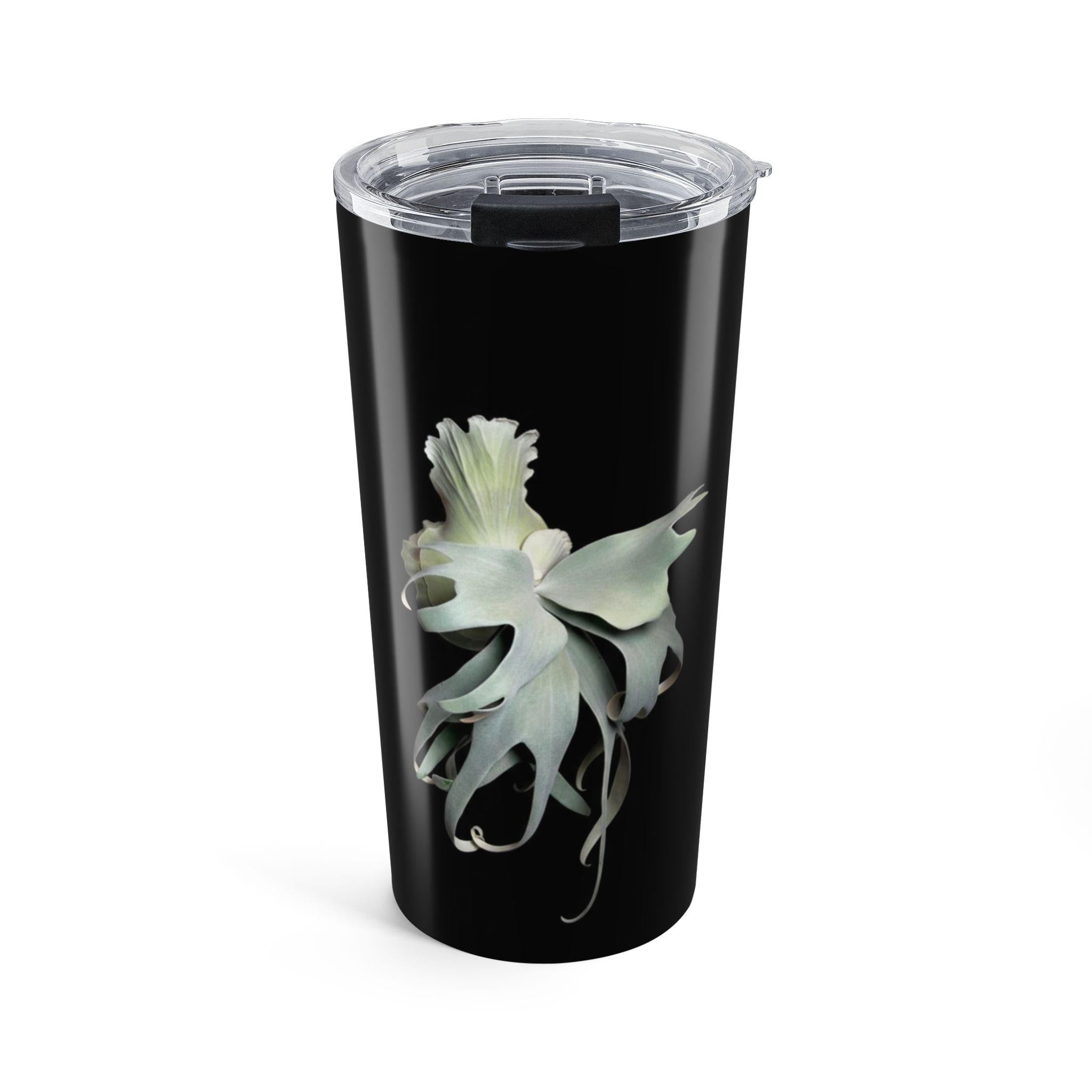 20 oz Botanical Ghost Orchid Tumbler Elegant Floral Travel Cup Platycerium Stagehorn