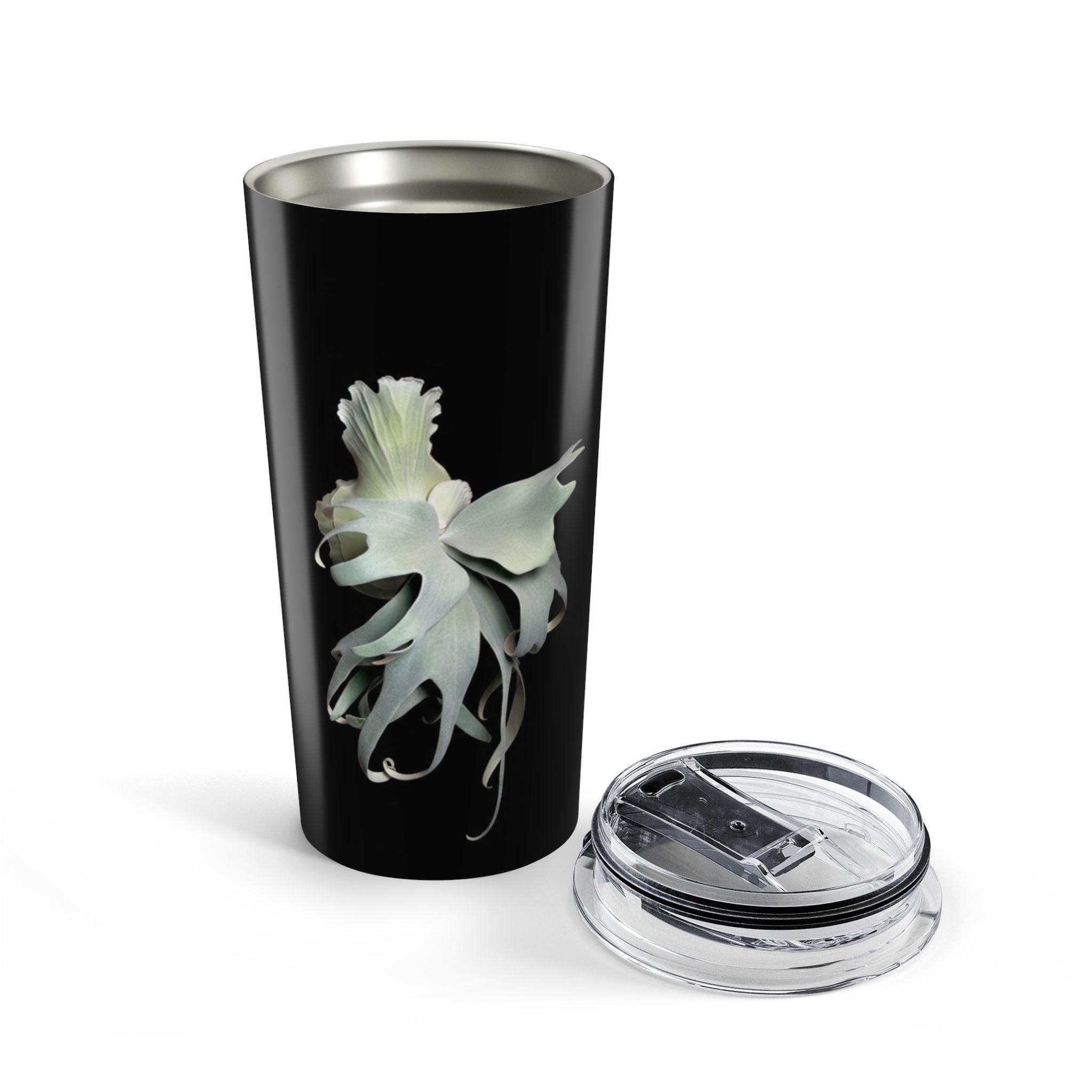 20 oz Botanical Ghost Orchid Tumbler Elegant Floral Travel Cup Platycerium Stagehorn