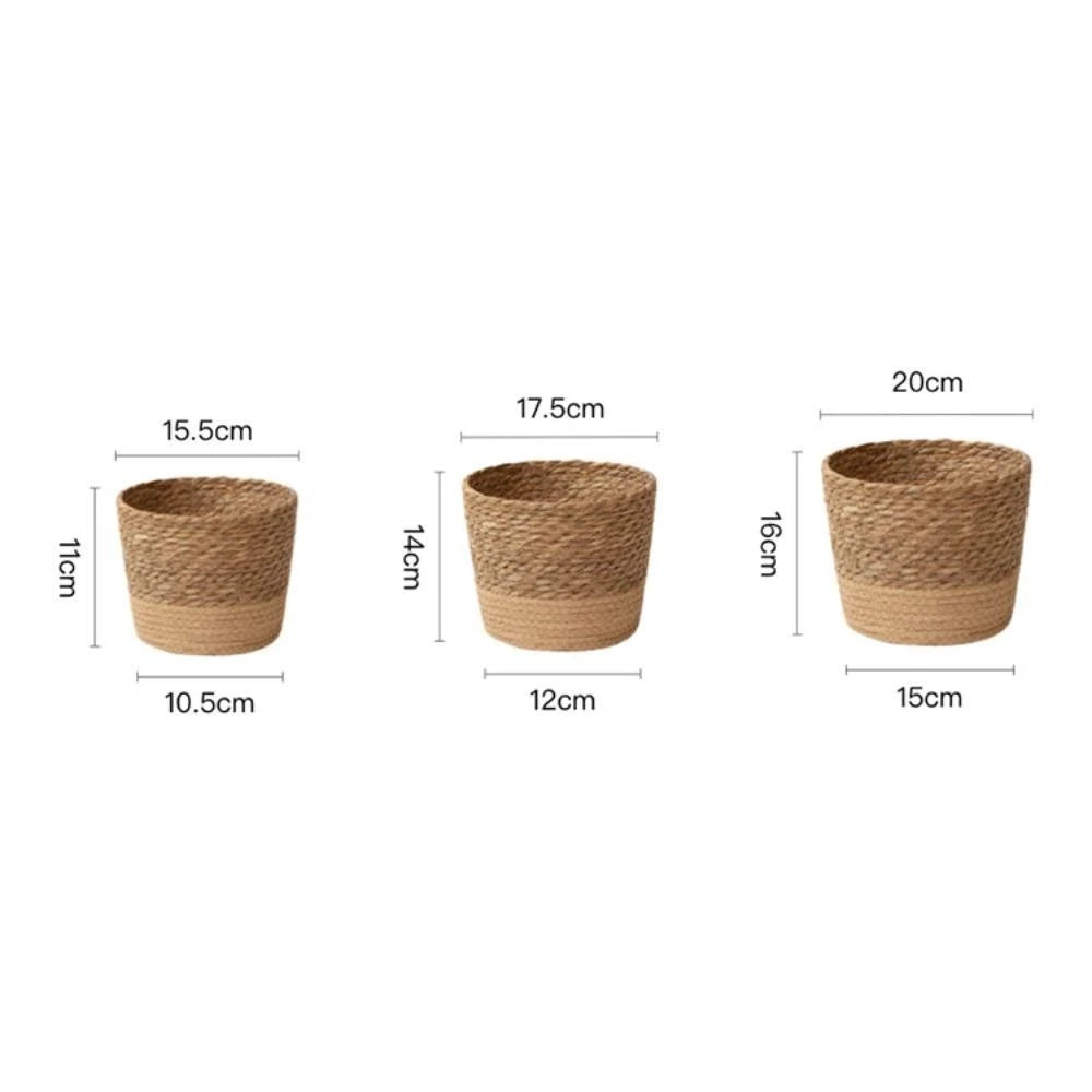 Handmade Round Rattan Planter Basket | Woven Flower Pot Cover for Indoor & Outdoor Decor